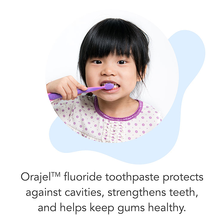 Orajel™ Kids fluoride toothpaste protects against cavities, strengthens teeth, and helps keep gums healthy